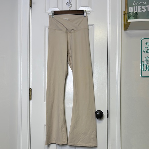 Pants - Women's Beige Flared Leggings